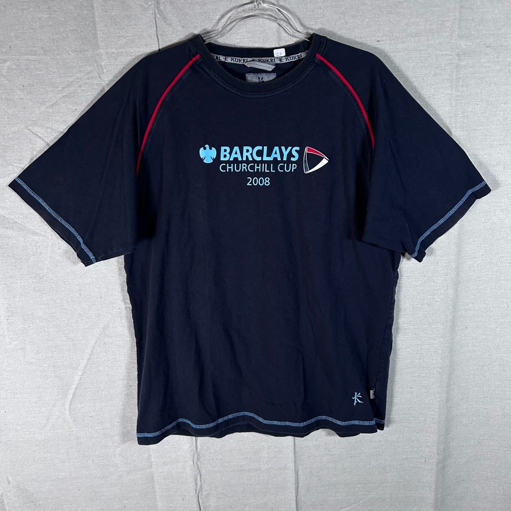 Kukri Barclays Churchill Cup 2008 Rugby Tour T-Shirt Mens 2XL Navy Blue‎ Cotton